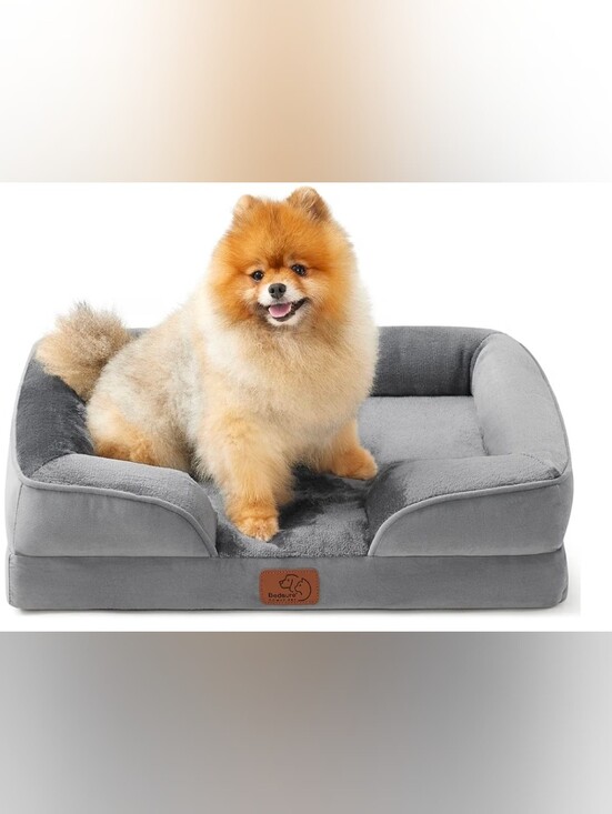 Other - Gray Plush Orthopedic Dog Bed - Comfortable Pet Sofa